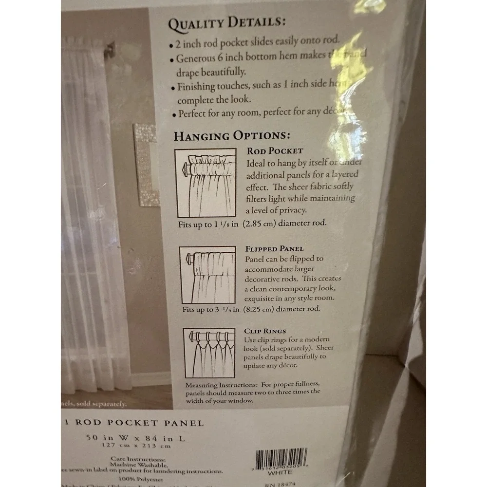 BED BATH & BEYOND WHITE CRUSHED VOILE SEMI SHEER 2 PANELS CURTAINS 50 X 84 NEW